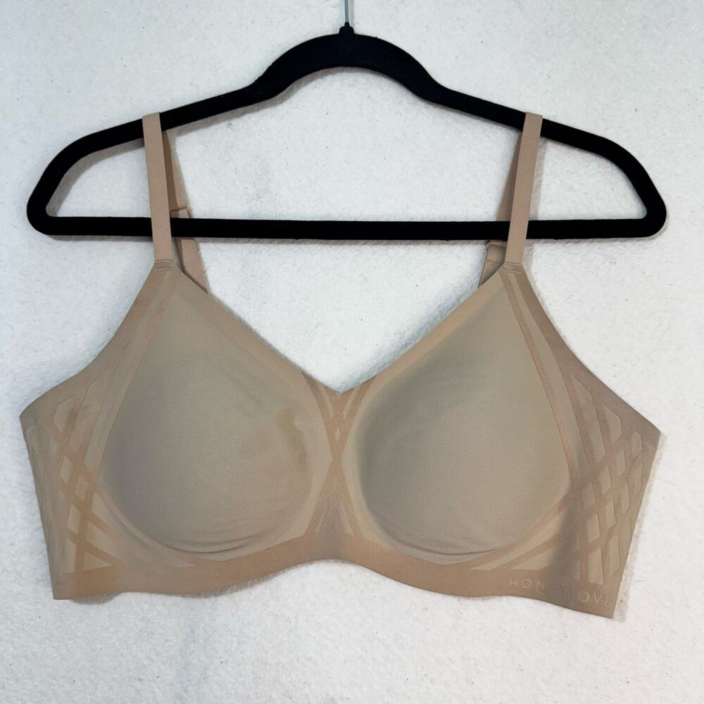 Honeylove Sand Beige Silhouette Wireless Lift Bra Women’s Size Large Moderate